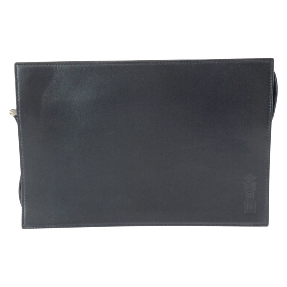 Dunhill Black Leather Clutch Bag with Silver Hardware - Men's
